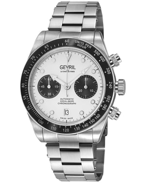 Gevril Men's Barclay Swiss Automatic Chronograph Movement ETA 7753 White Matt Dial