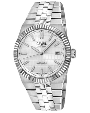 Gevril Men's Pier 17 Swiss Automatic Watch Swiss Automatic SA100 White Embossed Dial Watch