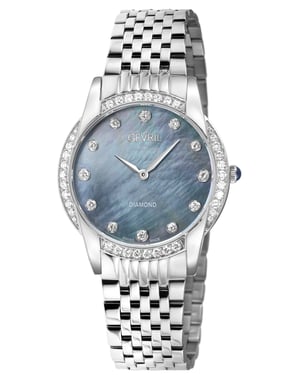 Gevril Women's Airolo Swiss Diamond Black MOP Dial Diamond Case Watch