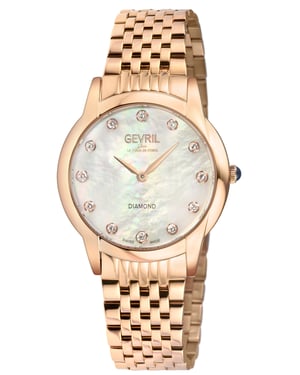 Gevril Women's Airolo Swiss Diamond Watch White MOP Dial 316L Stainless Steel IPRG