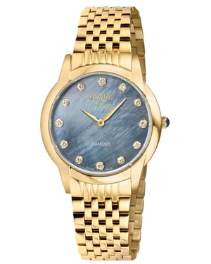 Gevril Women's Airolo Swiss Diamond Watch 316L Stainless Steel IPYG  Bracelet
