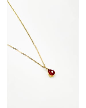 Rhinestone Teardrop Pendant Necklace in Red - Gift Boxed