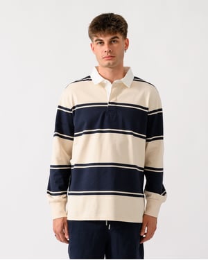 Regular Fit Long Sleeve Polo Shirt in Navy