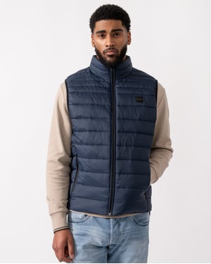 Slim Fit Sleeveless Gilet in Dark Blue