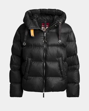 Long Sleeve Adjustable Drawstring Padded Jacket in Black