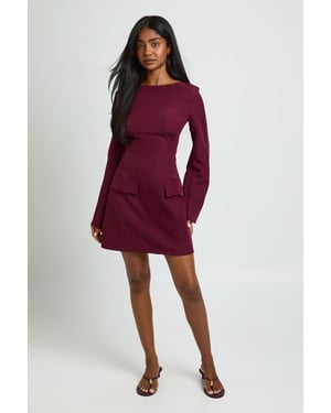 Long Sleeve Slash Neck Tailored Mini Dress