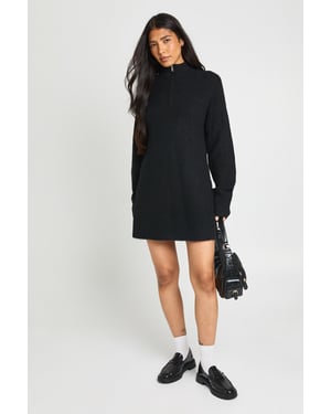 Tall Soft Knit Oversized Knitted Zip Neck Jumper Dress