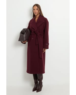 Cape Detail Belted Maxi Trench Coat