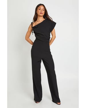 Tall Asymmetric Ruched Wide Leg Jumpsuit
