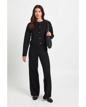 Crew Neck Soft Knit Knitted Cardigan and Wide Leg Trouser Co-Ord