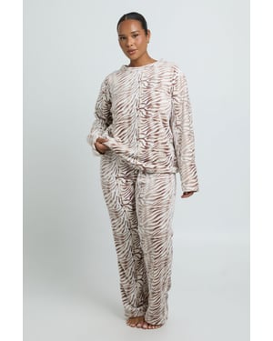 Plus Zebra Print Fleece Pyjama Set