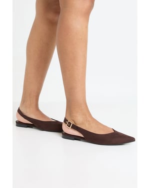 Faux Suede Slingback Pointed Ballet Flats