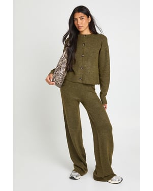 Tall Crew Neck Soft Knit Knitted Cardigan and Wide Leg Trouser Co-Ord