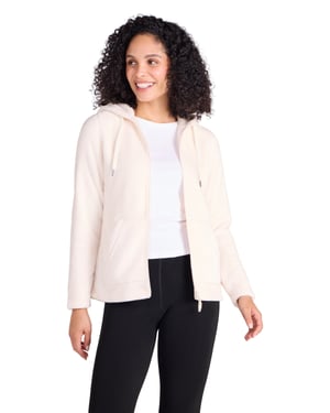 'Snaggle' Women's Hooded Fleece Jacket Everyday Winter Coat Cream