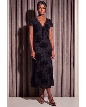Flocked Midi Dress