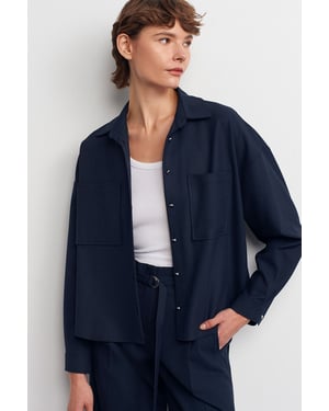 Overmatige Crepe Knoopsluiting Shirt