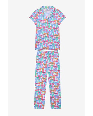 Girls Colorful Bows Shirt Off PJ Set