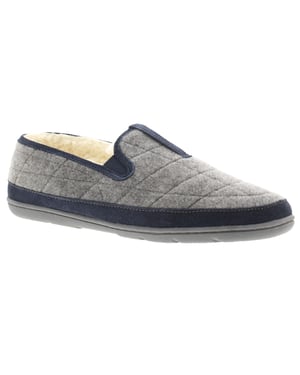 Clarks Mens Moccasin Slippers Plush Fleece Lining Karis Tait Slip On grey navy