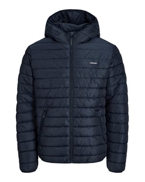 Jack & Jones Mens Puffer Jacket Hooded Zip Pockets