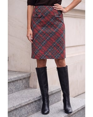 Button Check A-Line Skirt