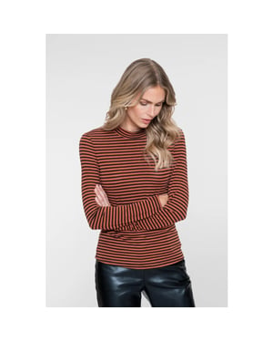 Geisha 62591-70 775 t-shirt stripe brown/stone