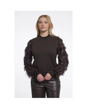 Rino & Pelle Janique.5002612 rino en pelle knitted pullover with fancy long sleeves peated