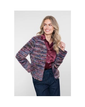 Geisha 64500-10 480 vest stripes hairy burgundy