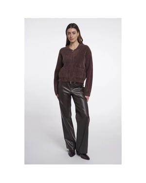 Rino & Pelle Bento.5002612 rino en pelle short cardigan with zipper closure coffee roast