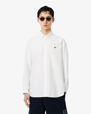 Regular Fit Long Sleeve Logo Detail Shirt in Dark Blue