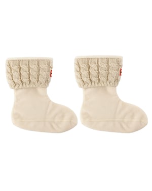 Hunter 6-Stitch Cable Kids White Boot Socks