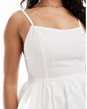 Miss Selfridge puff ball corset top in white