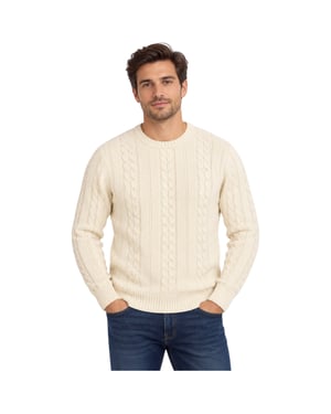 M&S Mens Cable Knit Sweatshirt Chunky Crew Neck Pullover Cotton Warm Soft Jumper