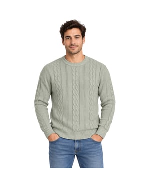 M&S Mens Cable Knit Sweatshirt Chunky Crew Neck Pullover Cotton Warm Soft Jumper