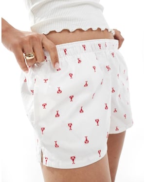 Hollister low rise baggy boxer pyjama shorts in lobster print