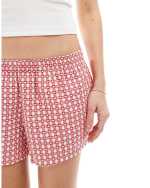 Hollister low rise baggy boxer pyjama shorts in red star print