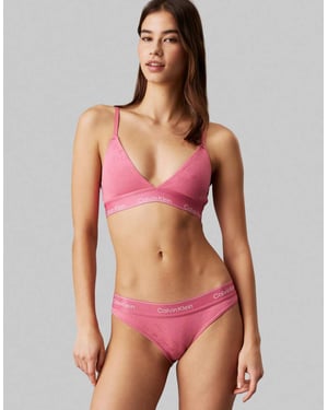 Calvin Klein Modern Cotton Valentins hjärta monogram triangulär bralette med logoband i rosa