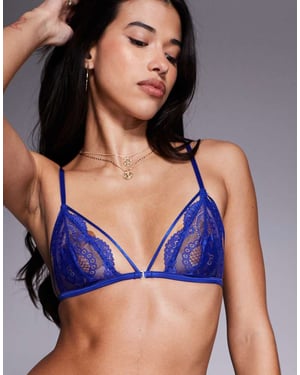 ASOS DESIGN Drew strappy lace triangle bra in cobalt