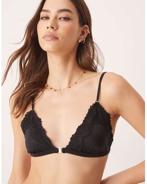 Abercrombie & Fitch lace trim bra top in black