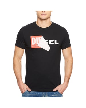 DIESEL T DIEGO QA Mens T-Shirt Short Sleeve Crew Neck Slim Fit Casual Black Tee