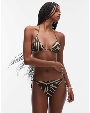 & Other Stories bikinitopp med sidoknyt i brun zebra mönster