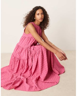 Ghospell texturerad draperad midikjol i fuchsia rosa