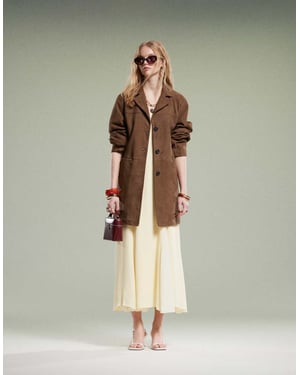 ASOS DESIGN midilång äkta mockajacka i mocha