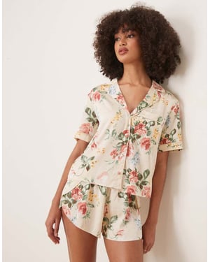 Abercrombie & Fitch kortärmad knäppt pyjamaströja i flerfärgad blommig koord