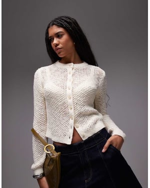 Topshop stickad stichy cardigan i gräddmjölk