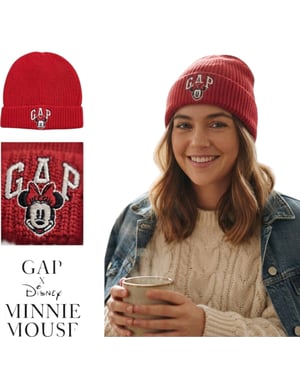 GAP Womens Disney Minni Mouse Beanie Hat Embroidered knitted Ribbed Outdoor Caps