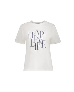 Geisha 62573-41 010 t-shirt "happy life" off-white/navy
