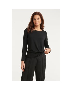 Smashed Lemon Basic top met gedrapeerd detail in zwart |