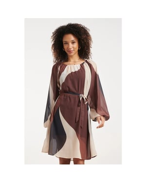 Smashed Lemon Jurk met abstracte print en tailleceintuur |