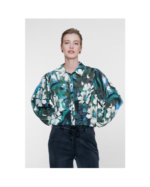 Geisha blouse 63646-20 530 green/blue
