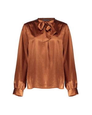 Geisha blouse satin with bow tie 63605-14 35 copper